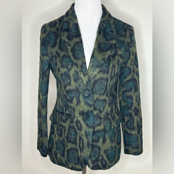KELLY OBI || Green & Black Leopard Print Blazer. Sz. XS/S - Picture 1 of 14